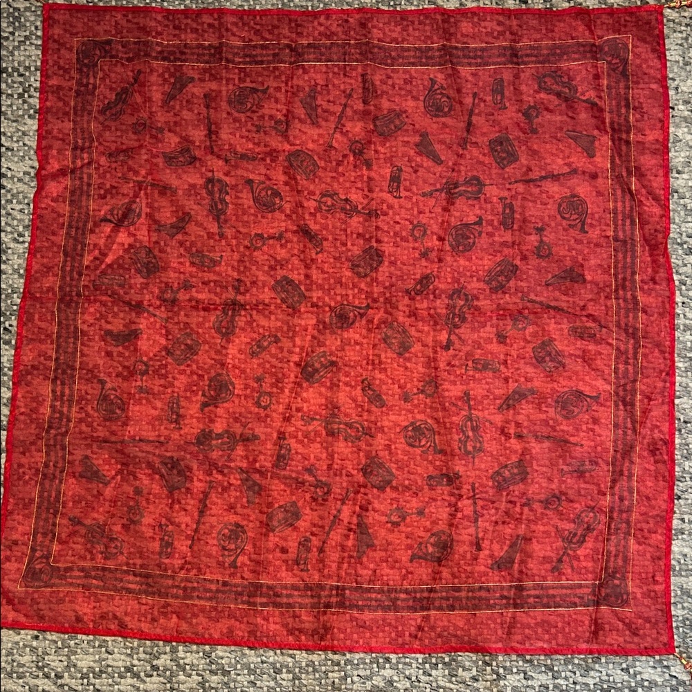 Unique Red Musical Square Scarf